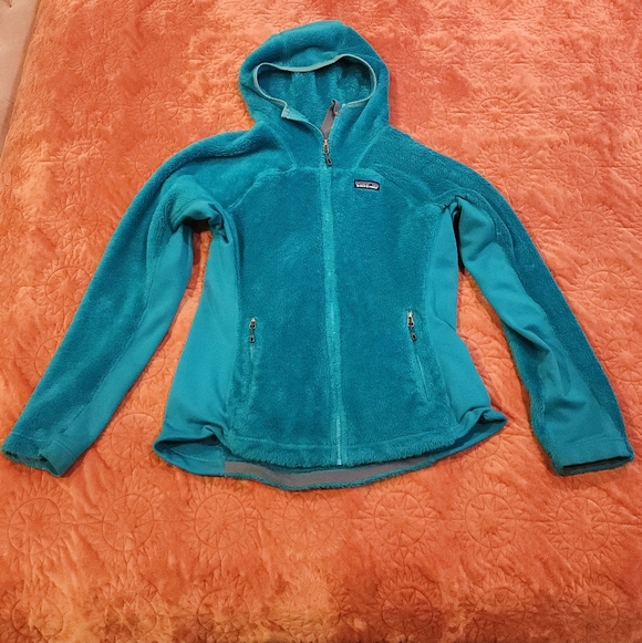 Patagonia R3 Hi-Loft Hoodie Jacket Fleece Turquoise/Teal Green-Blue Full-zip Lrg - Picture 3 of 15